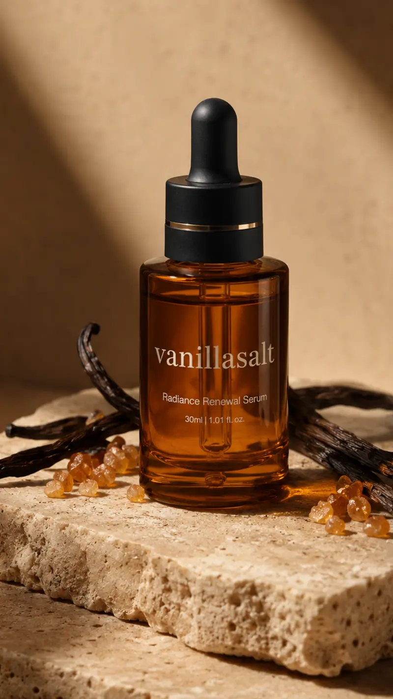 Close-up skincare product held in hand, shot in warm daylight